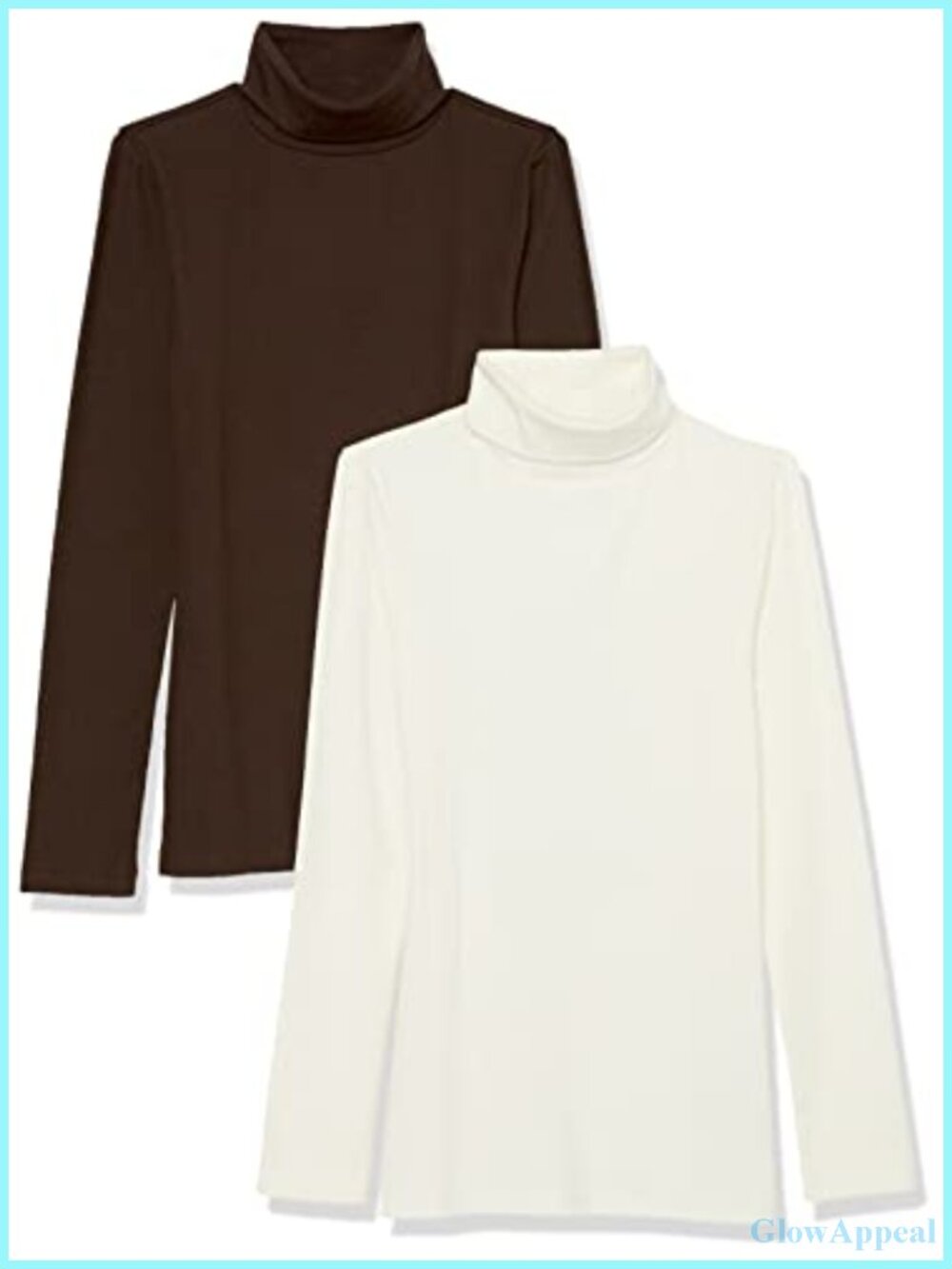 2 Pack Slim Fit Long Sleeve Ribbed Turtleneck Top Cotton Modal Stretch